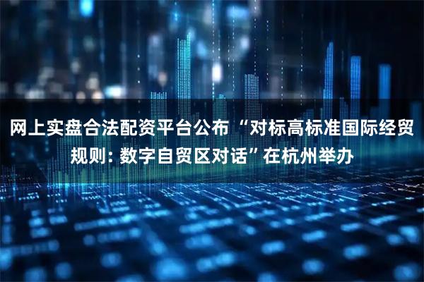 网上实盘合法配资平台公布 “对标高标准国际经贸规则: 数字自贸区对话”在杭州举办